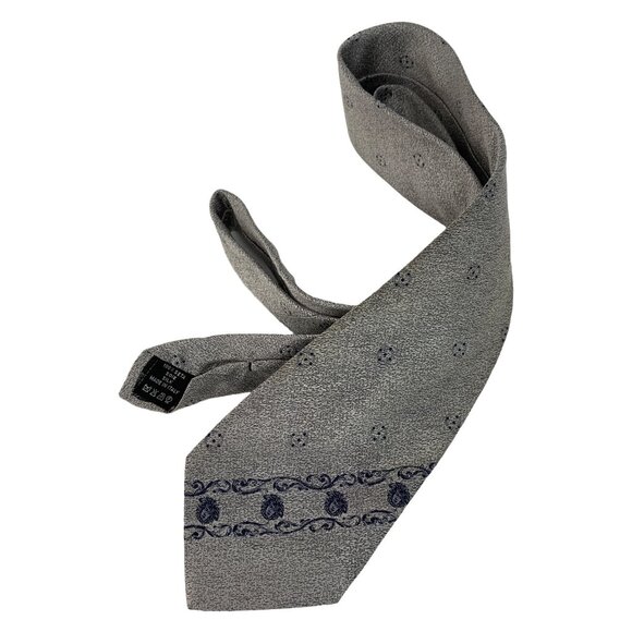 Mens Vintage Gianni Versace Neck Tie Grey Silk Medusa Logo Italy EUC 6836 - Picture 1 of 10